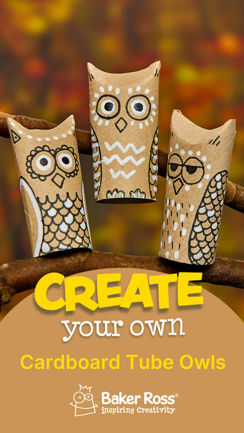 Cardboard Tube Owls. Creating a tube owl craft is a delightful way to reuse your old cardboard tubes. Using black and white pens, you can recycle your cardboard into beautifully detailed owls and let your creativity run wild ��🦉.

#upcycling #cardboardtubecrafts #autumncrafts Cardboard Tubes Crafts, Cardboard Tube Crafts For Kids, Owl Preschool Crafts, Owl Crafts Kids, Cardboard Owl, Marie Core, Owl Preschool, Cardboard Tube Crafts, Owl Babies