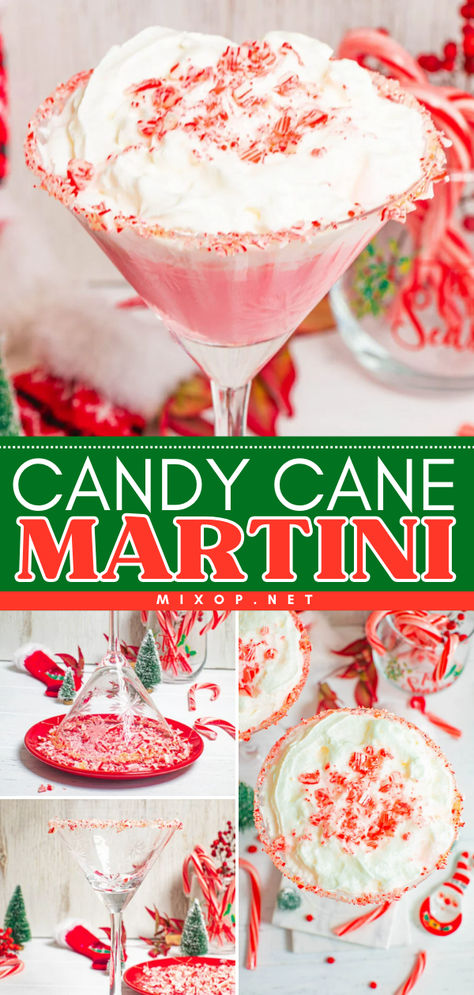 Celebrate the holidays with easy Thanksgiving cocktails like these candy cane martini drinks! This cocktail is fun, beautiful, well-balanced, and creamy with a cool peppermint flavor. Have a blast with just a glass! Whipped Vodka Drinks, Candy Cane Martini Recipe, Christmas Themed Drinks, Easy Christmas Drinks, Candy Cane Martini, Best Martini Recipes, Easy Holiday Drinks, Easy Party Drinks, Christmas Cocktails Easy