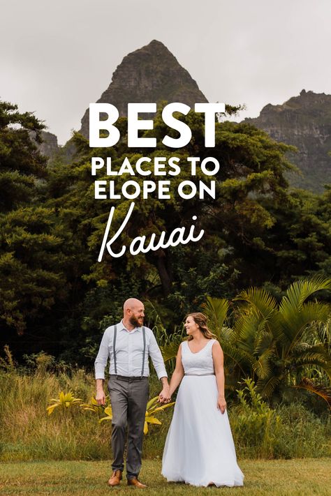 Kauai Vow Renewal, Kauai Wedding Ideas, Kauai Beach Wedding, Hawaii Elopement Dress, Eloping In Hawaii, Hawaii Elopement Ideas, Kauai Tattoo, Elope Hawaii, Kauai Restaurants