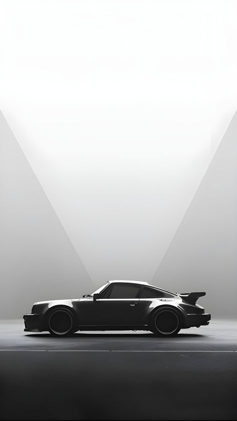 Retro Porsche Wallpaper, Black And White Car Wallpaper, Black Porsche Wallpaper, Black Porsche Aesthetic, White Car Wallpaper, Wallpaper Iphone Car, Porsche Iphone Wallpaper, Ww Logo, Porsche Wallpaper