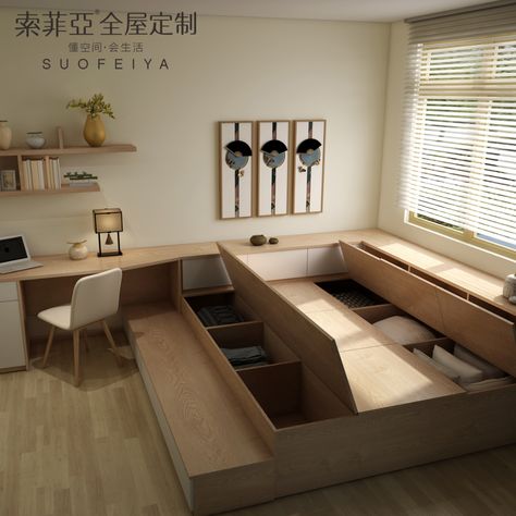 Suofeiya Modern Customized Bedroom Furniture Tatami Beds For Multi-functional Room - Buy Tatami Mat Bed,Japanese Tatami Folding Sofa Bed,Bedroom Furniture Simple Double Bed Product on Alibaba.com Japanese Small Room Ideas, Multi Use Furniture Bedroom, Japanese Folding Bed, Tatami Style Bedroom, Functional Design Interior, Japanese Tatami Bed, Multi Beds In One Room, Japanese Sleeping Room, Japanese Sofa Bed