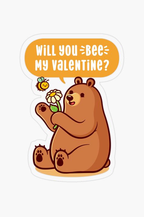 This bear and bee design features a cute animal pun: "will you bee my valentine?" It makes the perfect Valentine's Day gift. Will You Bee My Valentine, Bee My Valentine, Animal Puns, Valentine Stickers, Bee Design, My Valentine, Gifts For Nature Lovers, Nature Lovers, Nature Lover