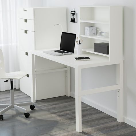 PÅHL Desk with add-on unit - white - IKEA Pahl Desk, Pahl Ikea, Ikea Design, Ikea Desk, Furniture Ads, Deco Studio, White Desk, Furniture Logo, Kids' Desk