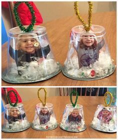 Gifts For Parents For Christmas, Snow Globe Cup, Cup Ornaments, Diy Photo Ornaments, Snow Globe Crafts, Crafty Morning, Globe Crafts, Christmas Crafts For Toddlers, Gifts For Parents