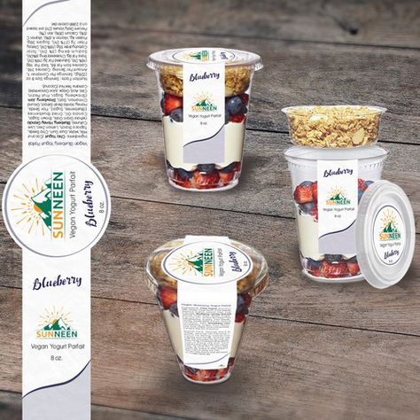 Yogurt Cup Packaging Design, Yogurt Parfait Packaging, Parfait Packaging Design, Healthy Products Packaging, Parfait Packaging, Yoghurt Parfaits, Charcuterie Shop, Vegan Yogurt Parfait, Yogurt Land