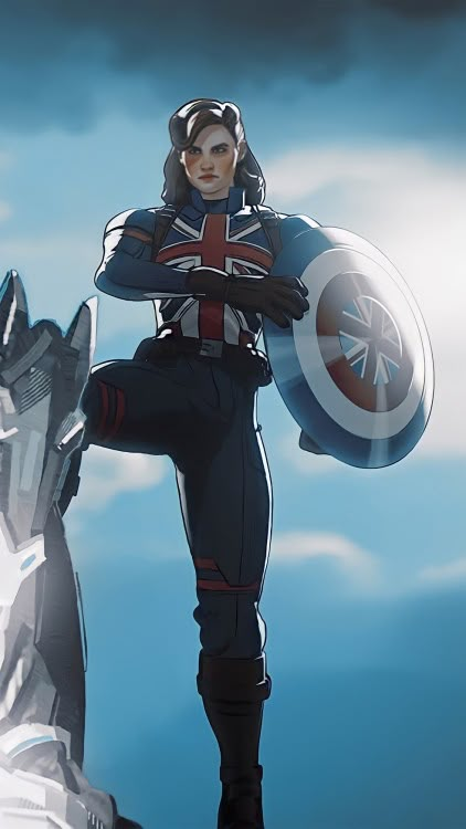 Captain Carter Wallpaper, Captain Marvel Fanart, Captain America With Peggy, Captain America Peggy, Captain Marvel New Suit, Captain America Fantasy Art, Captain Carter, Original Captain Marvel, Black Widow Avengers