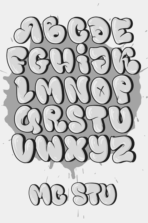 Grafitti Letters Design Fonts, Graphite Letters, Bubble Fonts Alphabet Graffiti, Fonts Bubble, Alfabet Font, Bubble Letter Fonts, Font Bubble, Bubble Font, Lettering Styles Alphabet