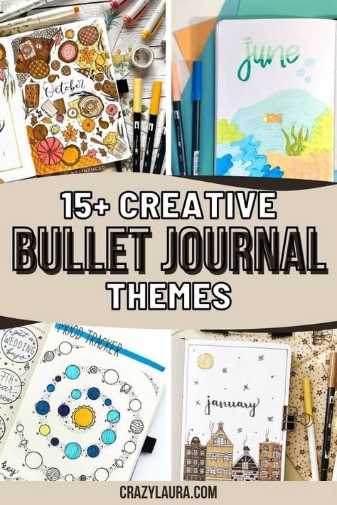 15+ Creative Bullet Journal Themes to For Your Planning Passion Bujo Layout Ideas, Bullet Journal Theme Ideas, Bujo Themes, Planner Themes, Bujo Layout, Bullet Journal Ideas Templates, Bujo Ideas, Grid Notebook, Dot Journals