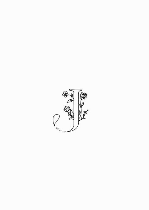 Letter J Tattoos For Women, J Rose Tattoo, Jeremiah Tattoo Name, Pb And J Tattoo, The Letter J Tattoo, Tiny J Tattoo, Floral Initial Tattoo, Jack Tattoo Name, J Tatoos Initial