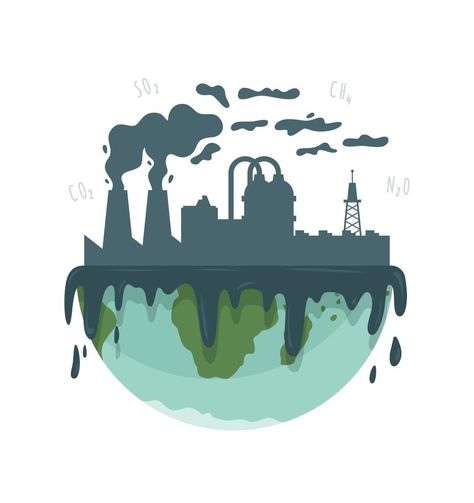 Pollution of nature and ecology. Modern problem. Chemical waste. Vector illustration of a plant with chimneys and smoke Environment Issues Poster, Greenwashing Illustration, Pollution Graphic Design, Sustainability Illustration, Pollution Illustration, Sound Pollution, Pollution Pictures, Pollution Poster, Chemical Pollution