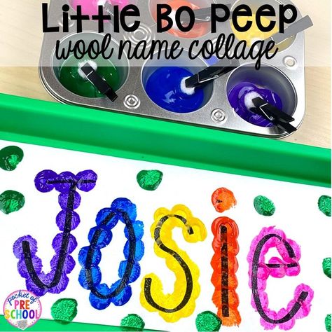 Nursery Rhyme Centers Preschool, Prek Name Recognition Activities, Nursery Rhymes Arts And Crafts, Names Preschool Activities, My Name Crafts Preschool, Art Centers Preschool, Pre K Nursery Rhymes Activities, Prek Rhyming Activities, Name Craft For Preschool