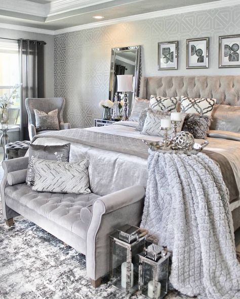 Zgallerie Bedroom, Silver Wall Decor, Instagram Bedroom, Interior Design Career, Bedroom Oasis, Interior Decorating Styles, Grey Wall Art, Grand Art Mural, Online Furniture Shopping