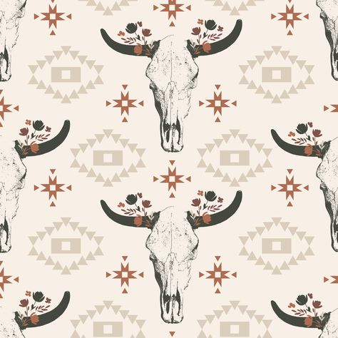 Elevate your space with this western-inspired wallpaper, featuring a striking cow skull motif complemented by warm terracotta hues and soothing neutrals. Textural wildflowers add depth and character, creating a captivating focal point for any room. 10.25 inch vertical repeat of the design 20.5 inches wide and available in lengths of 3, 6, 9 or 12 feet Perfect for upgrading rooms, temporary spaces, bookshelves and more! Matte finish Made in USA Removable Wallpaper with a subtle canvas texture, de Western Phone Theme, Cow Hide Wallpaper, Haley Nails, Western Laptop Wallpaper, Western Halloween Wallpaper, Aesthetic Western Wallpaper, Cowhide Wallpaper, Western Wallpapers, Character Creating