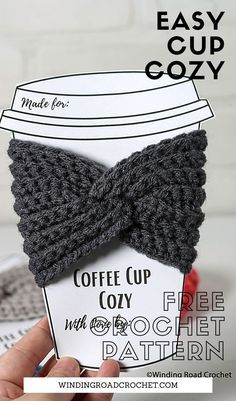 Crochet For Winter Ideas, Easy Mug Cozy Crochet Pattern, Free Crochet Cozy Cup Patterns, Diy Crochet Cup Cozy, Things To Crochet Without Stuffing, Crochet Coozie Coffee, Free Mug Cozy Crochet Pattern, How To Crochet A Coffee Cozy, Quick Crochet Cup Cozy