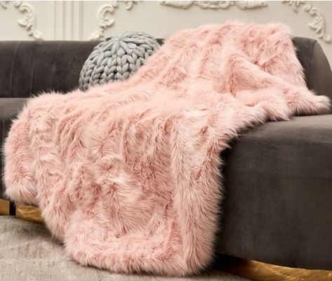 #barbie #barbiecore #pinkinteriors #pinkdecor #barbiestyle #luxury #pink #pinkhomedecor #homedecorbarbie #barbiehouse Grey Faux Fur Throw, Grey Throw Blanket, Fuzzy Blanket, Faux Fur Throw Blanket, Pink Blanket, Faux Fur Blanket, Fur Throw Blanket, Couch Throws, Fur Blanket