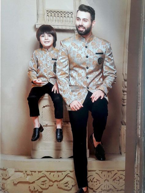 Tailored Wedding Suit, Father Son Matching Outfits, Jodhpuri Suits, Jodhpuri Suits For Men, Indian Wedding Clothes For Men, Western Suit, Jodhpuri Suit, Wedding Kurta For Men, Kids Dress Boys