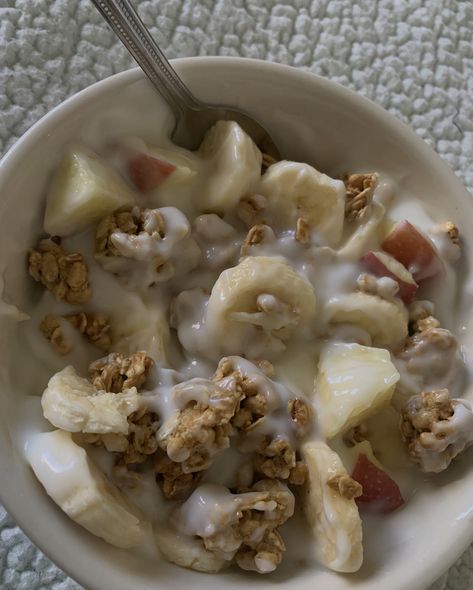 Yogurt Aestethic, Apple And Yogurt, Yogurt And Cereal, Oats And Yogurt, Granola Bowl, Fruit Smoothie Recipes Healthy, Road Trip Food, Yogurt And Granola, Yogurt Bowl