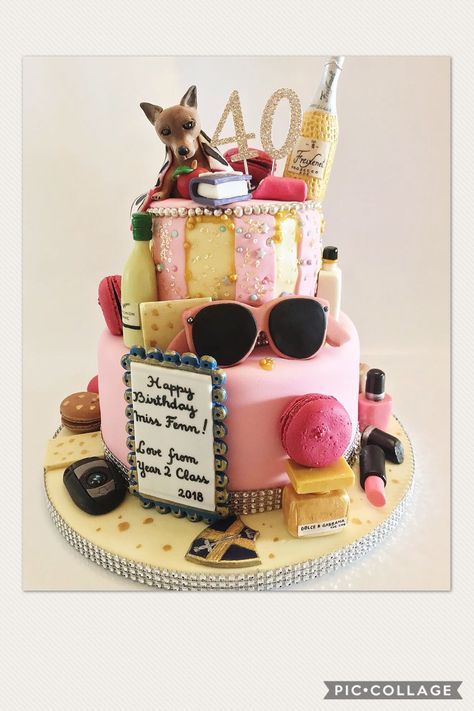 40th Birthday cake. All her favourite things My Favourite Things Birthday Cake, Favorite Things Birthday Cake, Hello 40 Birthday Cake, 40th Birthday Cake For Women, 50th Birthday Cake For Women, 40th Birthday Cake, 40th Cake, Daughter Birthday Cards, 40th Birthday Cakes