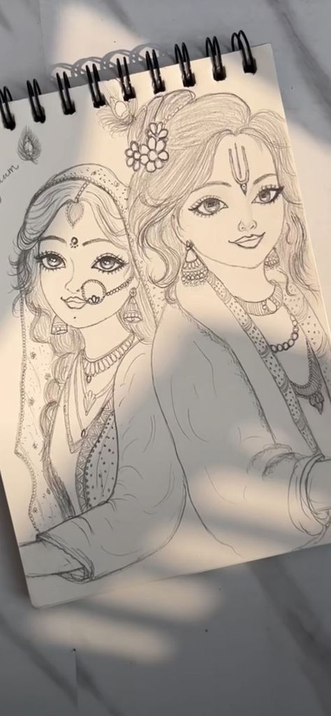 Radhakrishnan Drawing Easy, Radhakrishna Pencil Drawing, Many Drawings In One Paper, Radhe Krishna Drawing Sketch, Radhe Krishna Easy Drawing, Radha Krishna Craft, Creative Sketches Ideas Pencil, Radhe Krishna Painting Canvas Easy, Radha Krishna Pencil Sketch Easy