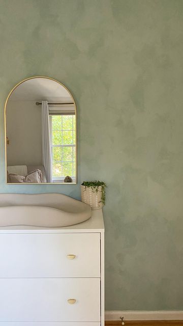 Limewash Walls Sage Green, Nursery Green Accent Wall Paint Color, Paint Nursery Accent Wall, Olive Limewash Wall, Lime Wash Nursery Wall, Green Lime Wash Paint, White Wash Walls Paint Colors, Green Room Accent Wall, Nursery Limewash