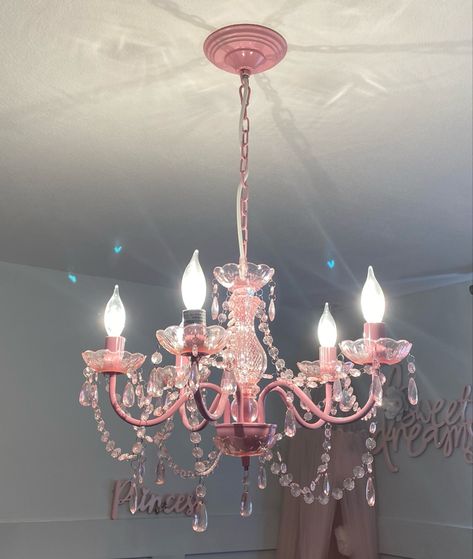 Aesthetic Room Chandelier, Small Chandelier Bedroom Girly, Princess Core House, Coquette Chandelier, Coquette House Exterior, Vintage Princess Aesthetic Bedroom, Cute Chandelier, Princess Chandelier, Bedroom Ideas Baddie