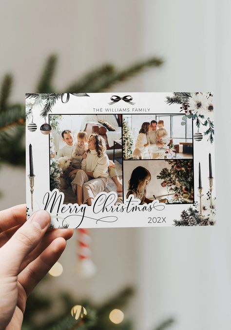 Christmas Card Inserts Ideas, Christmas Card Design Photo, Family Christmas Card Ideas, Christmas Cards With Photo, Christmas Photo Collage, Holiday Cards Family, Photo Collage Christmas Card, Christmas Card With Photo, Family Holiday Card