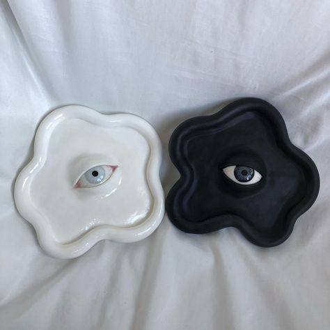 New collection out now🩵 . . . . #clayart #jewelrytray #handmade #handmadeart #airdryclay #art #eyes #eye #clay #tray #eyeball #etsyhandmade #etsyseller #etsy #lighteyes #blackeyes #blueeyes #darkeyes #yinyang #trinkettray #ringdish #iceblue #iceblueeyes Eye Clay Tray, Eye Pottery, Eye Vase, Eye Clay, Clay Eye, Clay Tray, Ceramic Eye, Art Eyes, Sculpture Art Clay