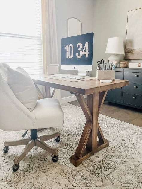 Shop 47.2" Farmhouse Wooden Office Desk … and other curated products on LTK, the easiest way to shop everything from your favorite creators. Custom Desks Ideas, Farmhouse Office Table, Farmhouse Computer Desk, Modern Rustic Desk, Farmhouse Style Desk, Modern Farmhouse Office Space, Aesthetic Therapy Office, Neutral Home Office Decor, Diy Butcher Block Desk