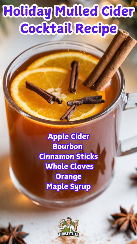 "Warm up your holiday gatherings with this festive Holiday Mulled Cider Cocktail Recipe! Infused with the delightful flavors of Christmas Apple Cider, this drink combines the best apple cider with hints of spices for a cozy treat. Elevate your celebrations with a creamy eggnog twist or a splash of apple bourbon for an extra kick. Perfect for chilly nights, this mulled apple cider will become your go-to apple cider recipe!" Mulled Apple Cider Recipe Easy, Christmas Apple Cider Drink Recipes, Mulled Apple Cider Recipe Alcohol, Bourbon Infusion Recipes, Warm Bourbon Drinks, Mulled Apple Cider Recipe Crock Pot, Warm Apple Cider Cocktail, Crockpot Cocktails, Hot Mulled Cider Recipe