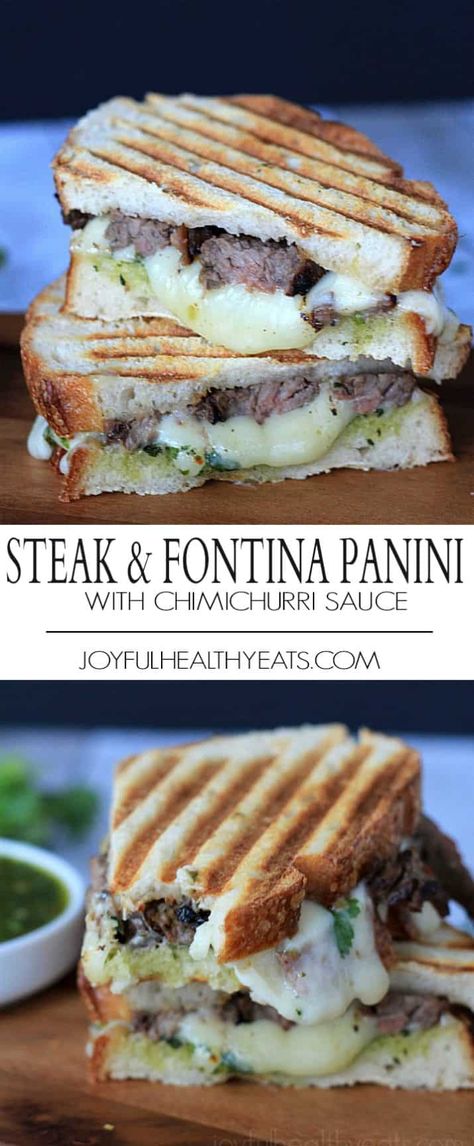 Recipes Using Fontina Cheese, Chimichurri Sandwich, Husband Meals, Panini Ideas, Fajita Steak, Cheese Panini, Tartiflette Recipe, Panini Maker, Panini Recipes