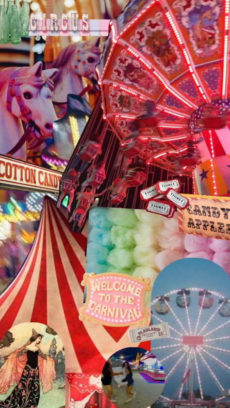 Bright Circus Aesthetic, Small Town Carnival, Fun Fair Aesthetic, Circus Core, Carnival Wallpaper, Au Inspiration, Circus Hair, Carnival Aesthetic, Fair Aesthetic