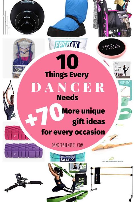 10 Things Every Dancer Needs! Plus 70 More Unique Gift Ideas! Christmas Gifts For Dancers, Dance Competition Bag, Dance Competition Gifts, Dance Parents, Dance Team Gifts, Dance Convention, Dance Comp, Ballet Birthday, Dance Teacher Gifts