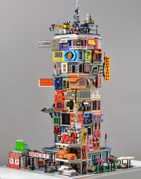 Cyberpunk Architecture, Lego Cyberpunk, Lego Ninjago City, Big Lego, Construction Lego, Lego Sculptures, Lego Modular, Amazing Lego Creations, Lego Craft