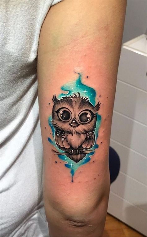 Baby Owl Tattoos, Tattoo Fairy, Cute Owl Tattoo, Wanderlust Tattoo, Tattoo Trend, New Tattoo Designs, Owl Tattoo Design, Cat Tattoos, Tatuaje A Color