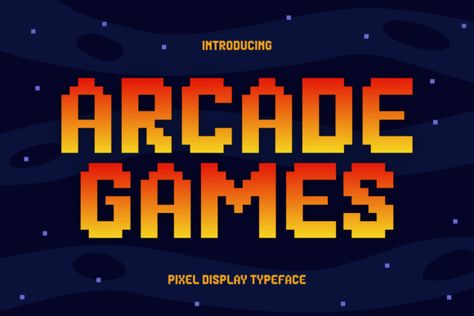 Arcade Games is a cute and quirky pixelated display font. It will add an incredibly joyful touch to your designs. Add this beautiful display font to each of your creative ideas and notice how it makes... Arcade Font, Gaming Font, Game Font, Fonts Quotes, Poster Fonts, Display Fonts, Graphic Design Fonts, Custom Displays, Dinosaur Background