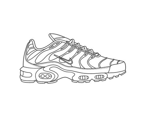 Nike Tn Shoes, Nike Drawing, Louis Vuitton Trainers, Sneakers Sketch, Sneakers Drawing, Sk8 Hi Vans, Tattoo Outline Drawing, Arte 8 Bits, Nike Tn