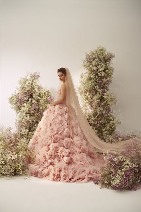 Look 29 — Nicole + Felicia Couture Nicole Felicia Bridal, Nicole Felicia Couture, Nicole Felicia, Organza Ball Gown, Floral Ball Gown, Pink Ball Gown, Kleinfeld Bridal, Pink Wedding Dress, Floral Wedding Dress