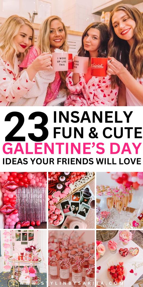 galentines day ideas Girls Night Craft Ideas Valentines, Galentines Office Party, Galentine Party Ideas For Teens, Small Galentines Party Ideas Girls Night, Galentines Gifts Ideas Girls Night, Galentine Ideas For Teens, Crafts For Galentines Party, Galentines Night Ideas, What To Bring To Galentines Party