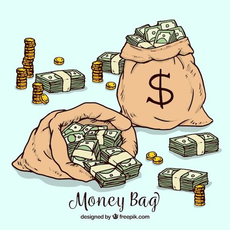 Sack Of Money, Bags Of Money, Money Design Art, Money Drawing, Free Vector Backgrounds, Bag Illustration, Cartoon Bag, Money Design, Drawing Bag