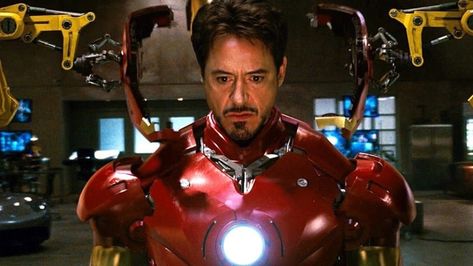 Iron Man never had a full script, they only had an outline when filming began — the final product was mostly made up of improvised moments from the cast. Iron Man Vs Captain America, Iron Man 1, Iron Men 1, Iron Man 2008, Iron Man Movie, Robert Downey Jr., Dave Bautista, Avengers Film, Iron Man Wallpaper