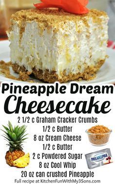 Pineapple Dessert Easy, Resep Vegan, Pineapple Dream, Pineapple Cheesecake, Pineapple Dessert Recipes, Gourmet Appetizers, Baked Pineapple, Fast Desserts, Pineapple Desserts