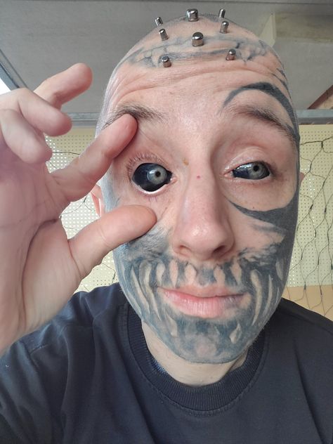 Eyeball Tattoo, Cute White Guys, Face Tattoos, Black Eyes, Body Mods, Eye Black, So Happy, I Tattoo, 1 Year