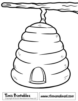 Beehive Coloring Page Beehive Template, Beehive Cartoon, Bee Template, Bee Hive Craft, Bee Themed Classroom, Bee Activities, Bee Classroom, Bee Coloring Pages, Insects Theme