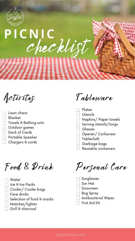 Essen, Beach Picnic List, How To Host A Picnic Party, 30th Picnic Party, Large Group Picnic Ideas, Picnic Checklist Packing Lists, Picnic Food List Lunch Ideas, Picnic Planning Checklist, How To Plan A Picnic Date