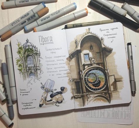 Travel Journal. Interior Design Architecture and Travel Journals Drawings. By Ekaterina Surikat. Travel Journals, Architecture Journal, Architecture Drawing Sketchbooks, Travel Art Journal, Drawing Interior, Travel Sketchbook, Sketch Journal, Architecture Sketchbook, Architecture Design Drawing