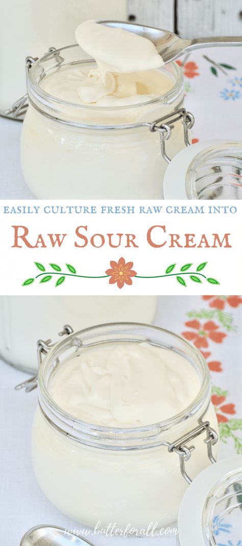 Raw Cream, Sour Cream Blueberry Muffins, Raw Dairy, Sour Cream Muffins, Make Sour Cream, Goat Milk Recipes, Homemade Sour Cream, Nourishing Traditions, Sour Cream Recipes