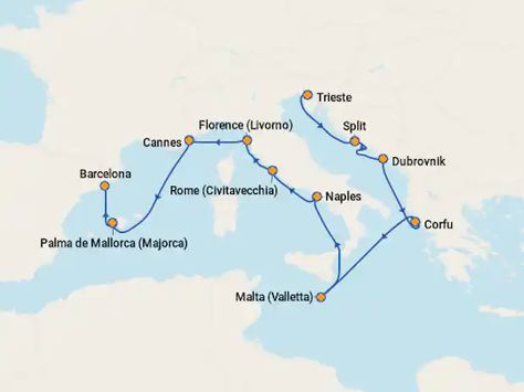 Sailing In The Mediterranean, Western Mediterranean Cruise, Best Mediterranean Cruises, Cruise Mediterranean, Malta Valletta, Top Cruise, European Cruises, Cruise Europe, Vacation Itinerary