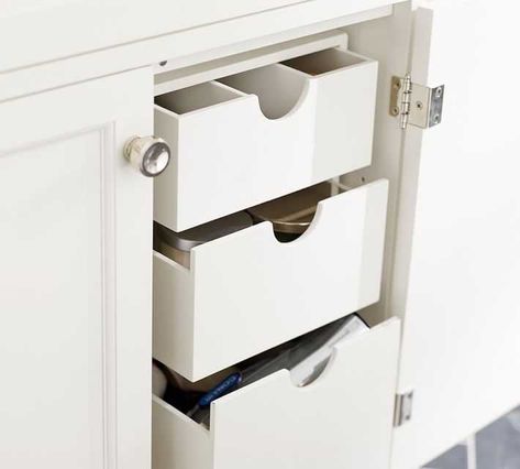 Pull-Out Drawer Console Storage Under Sink, Under Sink Drawers, Under Bathroom Sink, Bathroom Under Sink, Kitchen Drawer Storage, Bathroom Sink Storage, Bathroom Vanity Storage, Diy Rangement, Diy Bathroom Storage