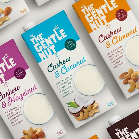 The Brand Nursery - - World Brand Design Society / A better kind of alternative to dairy. Milk alternatives have been on the increase for some time and it’s becoming a crowded space on our supermarket shelves. Recent trends have meant that, for many consumers, the decision to drink dairy-free milk is now less about intolerances and more about health, ethics and the environment.Nut milks are ... Vegan Milk Packaging, Nut Milk Packaging, Almond Milk Packaging Design, Dairy Packaging Design, Aesthetic Packaging Design, Milk Branding, Milk Packaging Design, Flour Packaging, Dairy Brands