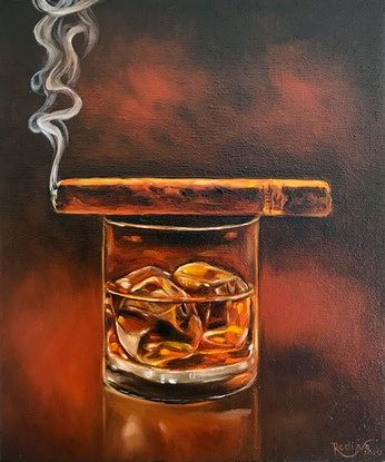 Bourbon Painting Canvas, Bar Canvas Painting, Whiskey Artwork, Whiskey Painting, Whiskey Art, Oil Still Life, Men Painting, Cigars And Whiskey, Art Gallery Wallpaper